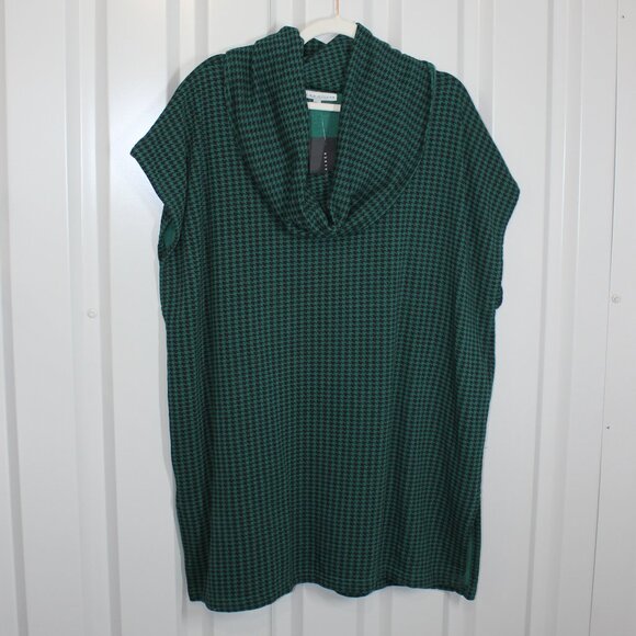 Bryn Walker Womens Pike Poncho Bamboo Cotton Fleece Green Black Size Large NWT - Picture 1 of 10